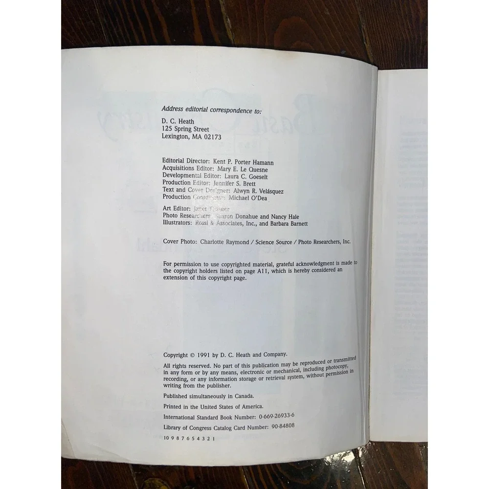 Basic Chemistry Steven Zumdahl 1991‎ Softcover Textbook ISBN 0669269336